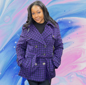 Plaid Purple Wool Coat