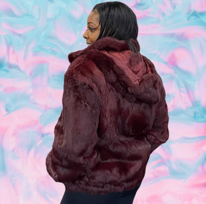 Rabbit Fur Bomber Jacket