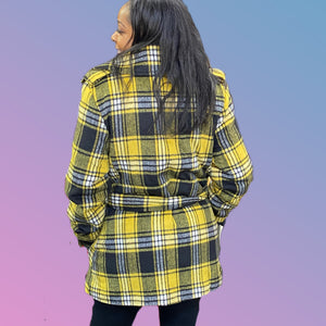 Yellow Plaid Wool Coat